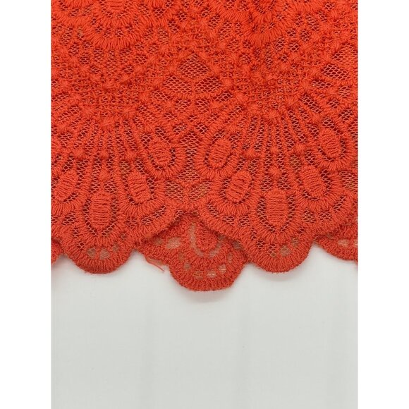 J. Crew Women’s Red Orange Coral Lace Short Pencil Skirt Scalloped Party Office - Picture 2 of 3